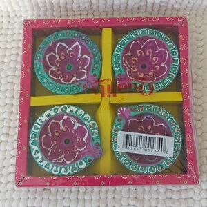 3for$15☘️ Set Of 4 Colorful Hand Painted Diya Clay Oil Lamp 3"×1"